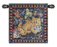 Cat at play Italian Tapestry Wall Hanging