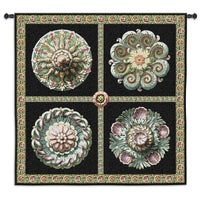 Rosettes on Black Tapestry Wall Hanging by James