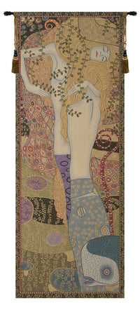 Water Snakes by Klimt Italian Tapestry Wall Hanging by Gustav Klimt