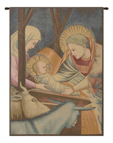 Nativity Giotto Left Panel Italian Tapestry Wall Hanging by Giotto di Bondone
