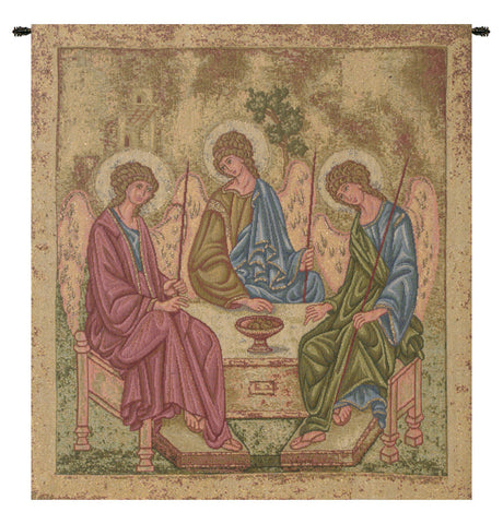 Holy Trinity Icon Italian Tapestry Wall Hanging by Andrei Rublev