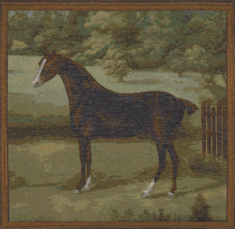 Black Horse French Tapestry Cushion