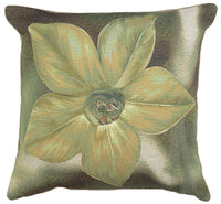 Green Star Flower French Tapestry Cushion