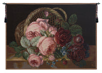Silk Basket of Flowers Black French Tapestry