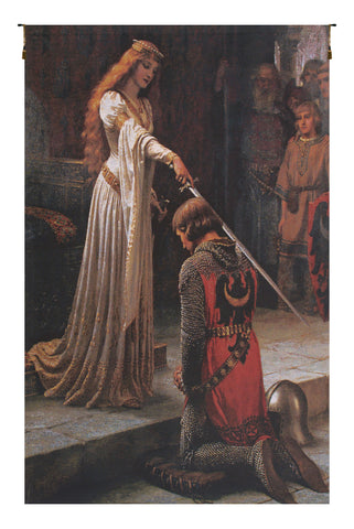 Accolade Without Border Belgian Tapestry Wall Hanging by Edmund Blair Leighton