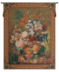 Terracotta Floral Bouquet Gold Belgian Tapestry Wall Hanging by Jan Van Huysum