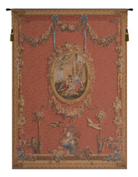 Medallion Serenade Rouge French Tapestry by Francois Boucher