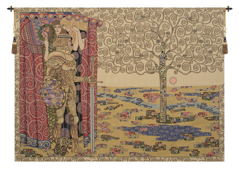 The Knight with the Tree of Life Italian Tapestry Wall Hanging by Gustav Klimt