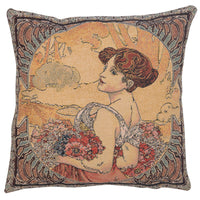 Mucha Summer II European Cushion Cover by Alphonse Mucha