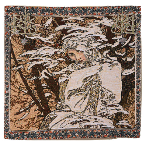 Mucha Winter I European Cushion Cover by Alphonse Mucha