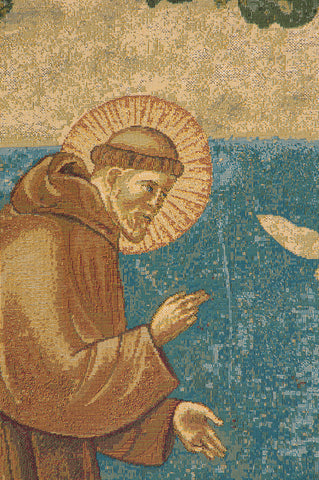 St. Francis Preaching to the Birds Italian Tapestry Wall Hanging by Giotto di Bondone