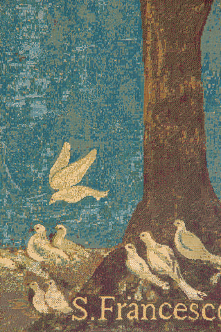 St. Francis Preaching to the Birds Italian Tapestry Wall Hanging by Giotto di Bondone