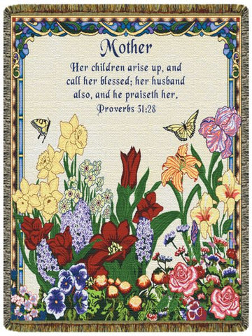 Mother Proverbs 31:28  Tapestry Throw