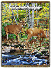 Deer - Streams of Water  Tapestry Throw