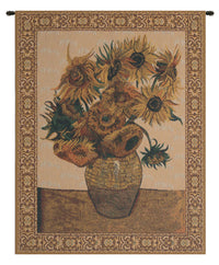 Sunflowers, Beige Belgian Tapestry by Vincent Van Gogh