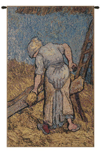 Van Gogh's Flax Harvest Belgian Tapestry by Vincent Van Gogh