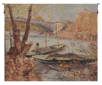 Van Gogh's Fishing in the Spring Belgian Tapestry by Vincent Van Gogh
