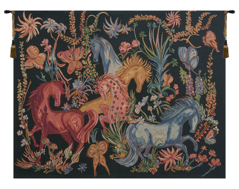 Cheval Azures  Belgian Tapestry by Dom Robert