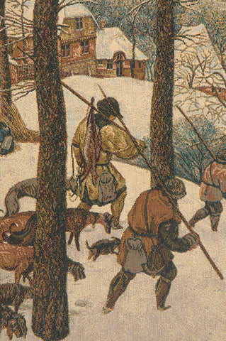 Hunting in the Snow Italian Tapestry Wall Hanging by Pieter Bruegel