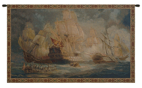 Naval Battle Italian Tapestry Wall Hanging