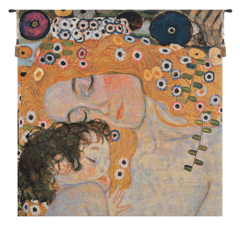 Mother and Child Belgian Tapestry Wall Hanging by Gustav Klimt