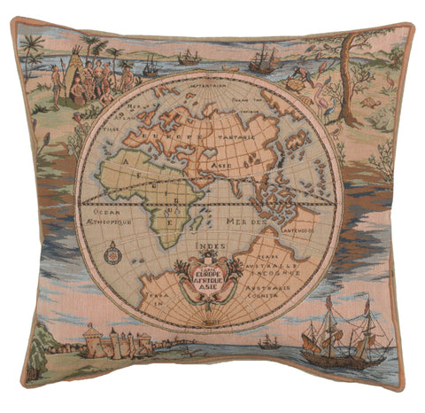 Map of the World Europe Asia Africa French Tapestry Cushion