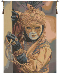 Mask on the Foreground Italian Tapestry Wall Hanging by Silva