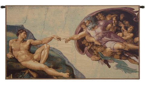 The Creation by Michelangelo Italian Tapestry Wall Hanging by Michelangelo
