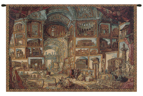 The Museum Italian Tapestry Wall Hanging by Giovanni Paolo Pannini