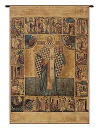 Saint Nicholas with Lurex Italian Tapestry Wall Hanging by Alberto Passini