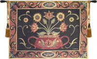 Folk Art Potted Flowers Tapestry Wall Hanging