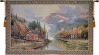 Misty Mountain Cabins Tapestry Wall Hanging