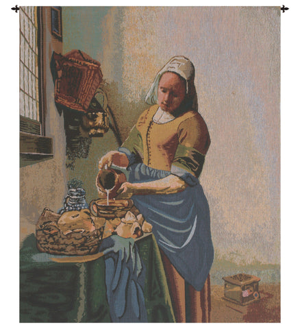 The Kitchen Maid Belgian Tapestry by Johannes Vermeer