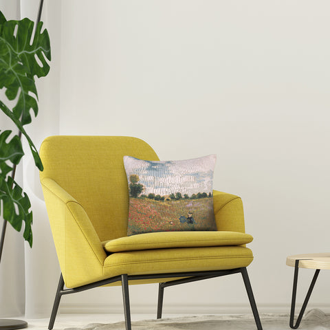 Monet's Poppy Field European Cushion Cover by Claude Monet