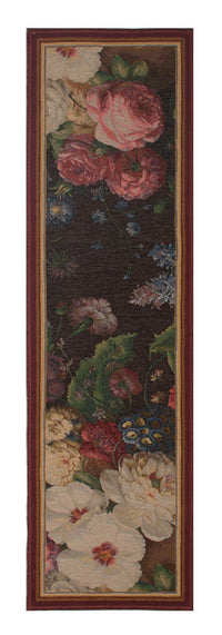 Flowers Dark  French Tapestry Table Runner