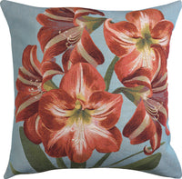 Amaryllis Flowers V Blue French Tapestry Cushion