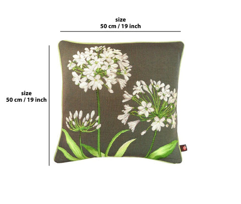 Agapanthus 3 Flowers Grey  French Tapestry Cushion
