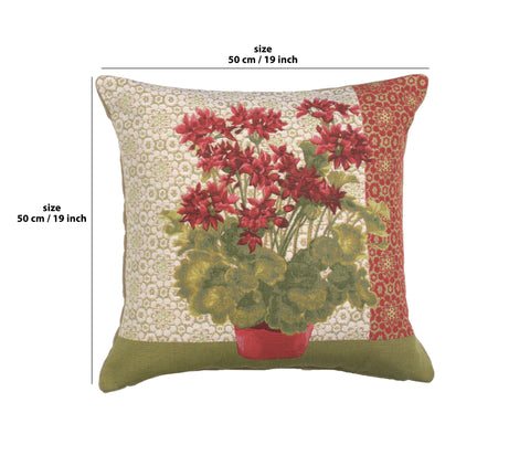 Geranium I Red French Tapestry Cushion