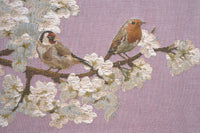 Passerines On Branch Pink  French Tapestry Cushion