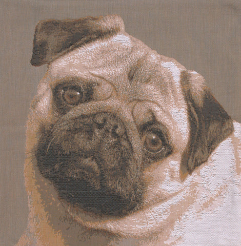 Pugs Face Grey  French Tapestry Cushion