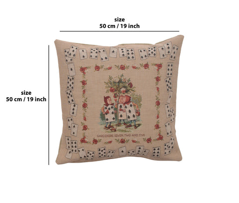 The Gardeners Alice In Wonderland French Tapestry Cushion by John Tenniel
