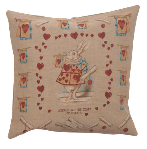 Heart Rabbit Alice In Wonderland French Tapestry Cushion by John Tenniel