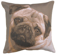 Pugs Face Grey I French Tapestry Cushion