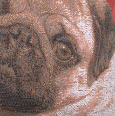 Pugs Face Red I French Tapestry Cushion