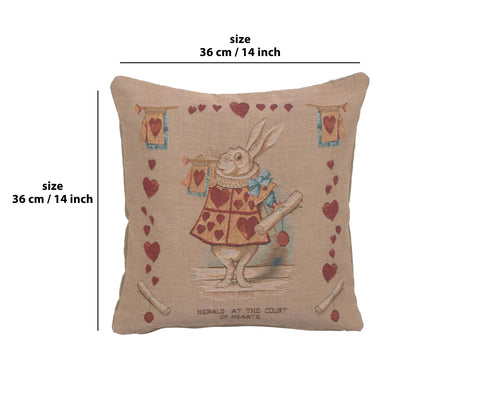 Heart Rabbit Alice In Wonderland I French Tapestry Cushion by John Tenniel