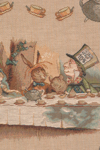 The Tea Party Alice In Wonderland I French Tapestry Cushion by John Tenniel