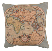 Map of Europe Asia and Africa French Tapestry Cushion