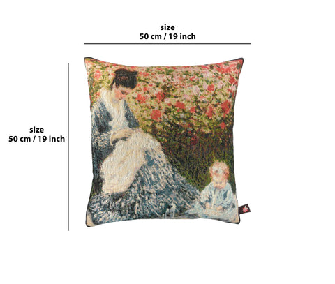 Camille et lenfant French Tapestry Cushion by Claude Monet