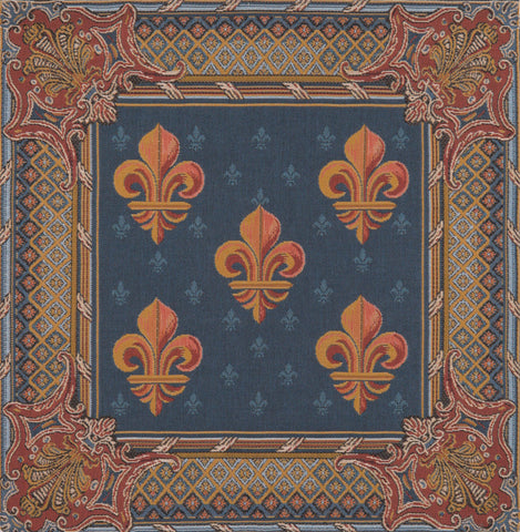 Lys flower In Blue  French Tapestry Cushion