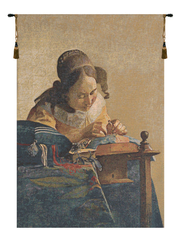 The Lacemaker European Tapestry by Johannes Vermeer